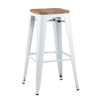 Стул барный Tolix Wood белый глянцевый - фото