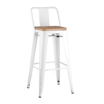 Стул барный Tolix Wood со спинкой белый глянцевый - фото