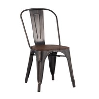 Стул Tolix Wood Черный патина золото - фото