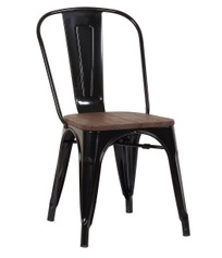 Стул Tolix Wood Черный глянцевый - фото