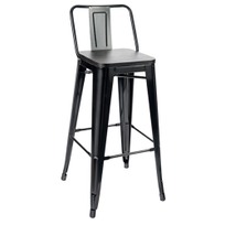 Стул Tolix Wood со спинкой барный Черный глянцевый - фото