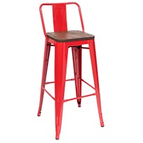 Стул Tolix Wood со спинкой барный Красный глянцевый - фото