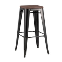 Стул Tolix Wood барный Черный глянцевый - фото