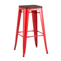 Стул Tolix Wood барный Красный глянцевый - фото