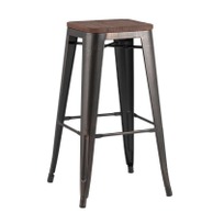 Стул Tolix Wood барный Черный патина золото - фото