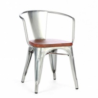 Кресло Tolix Wood Style, серебро - фото