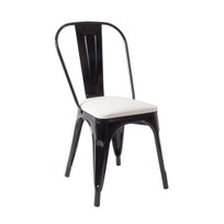 Стул Tolix Soft, черный, экокожа белая - фото